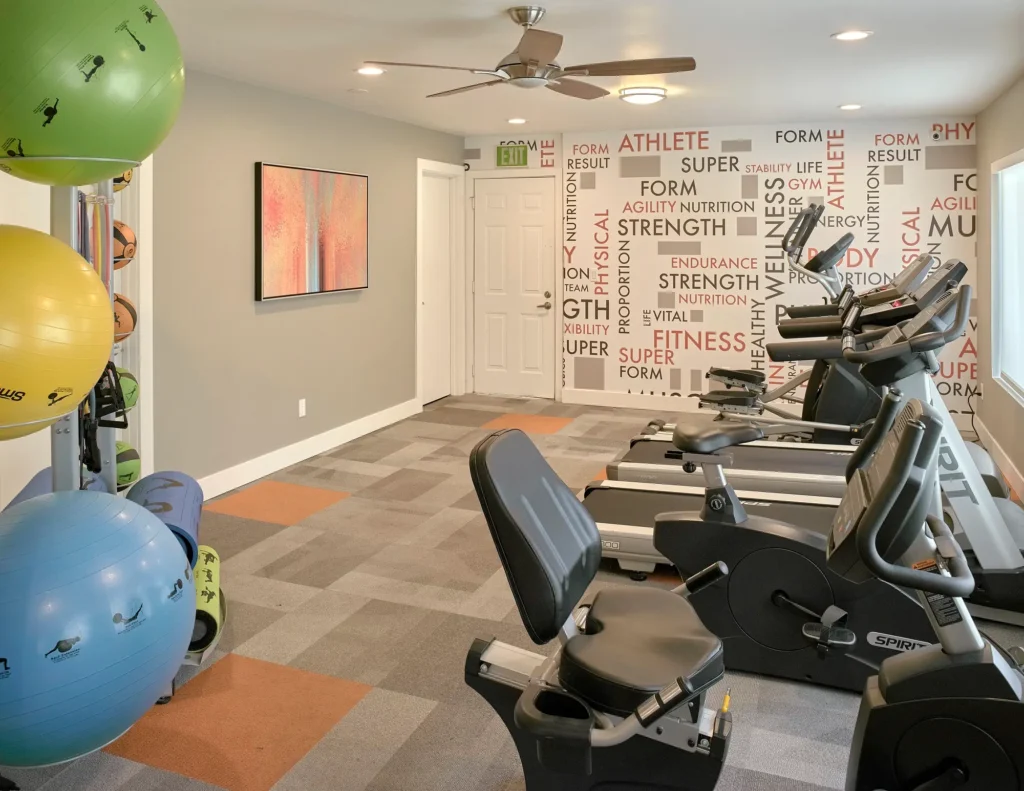 Irwin Park fitness center with gym machines and equipment.