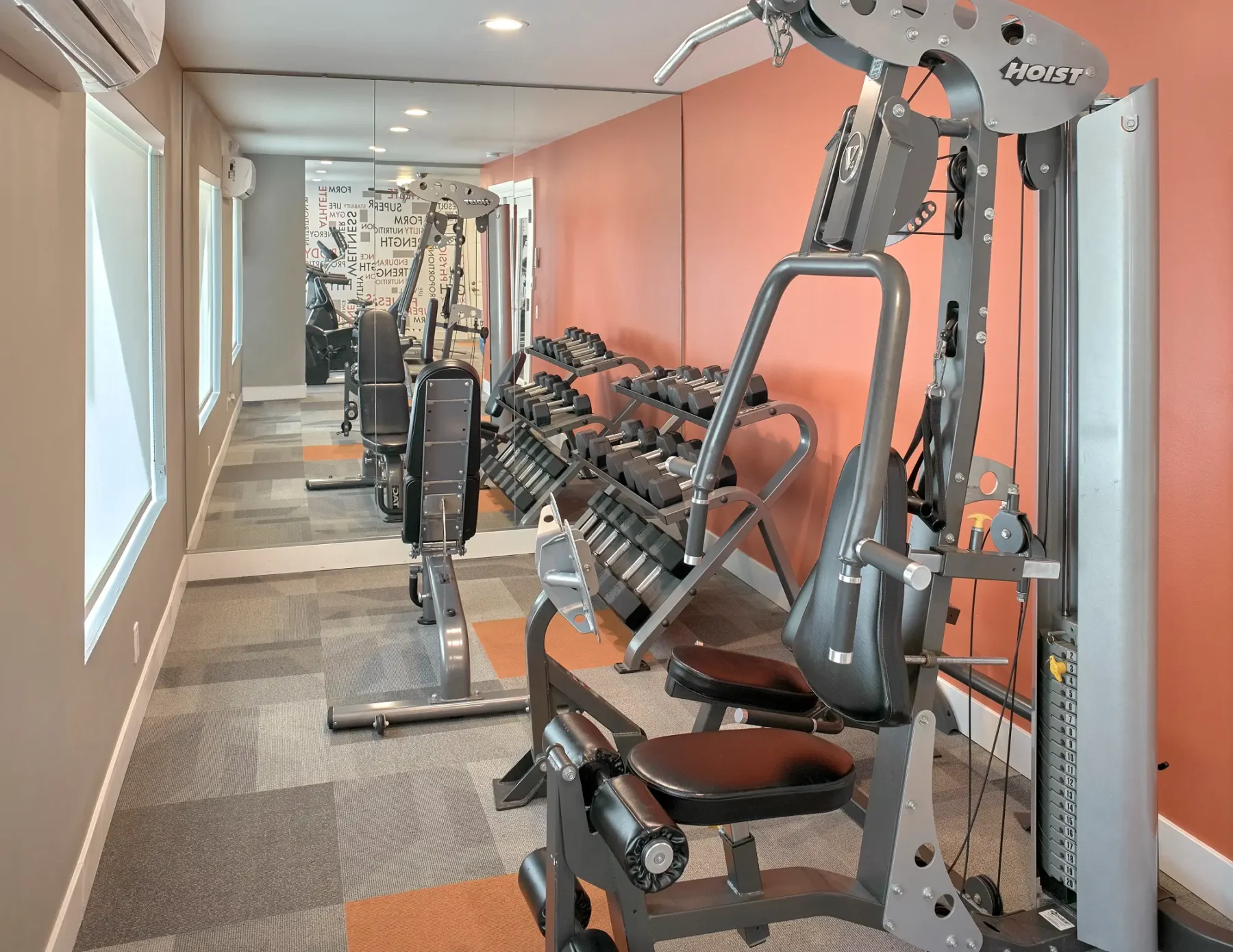 Irwin Park fitness center with gym machines and equipment.